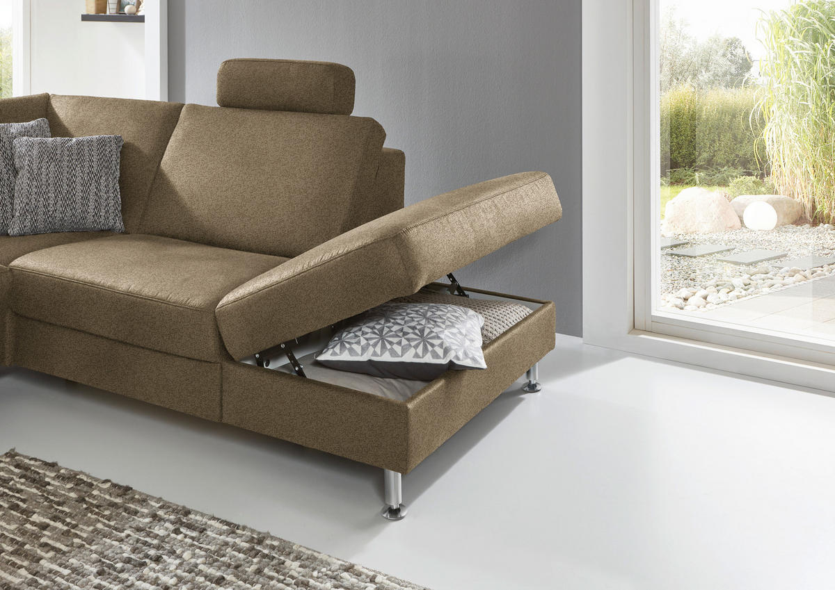 ECKSOFA in Mikrofaser Grün  - Alufarben/Grün, Design, Textil/Metall (275/242cm) - Dieter Knoll
