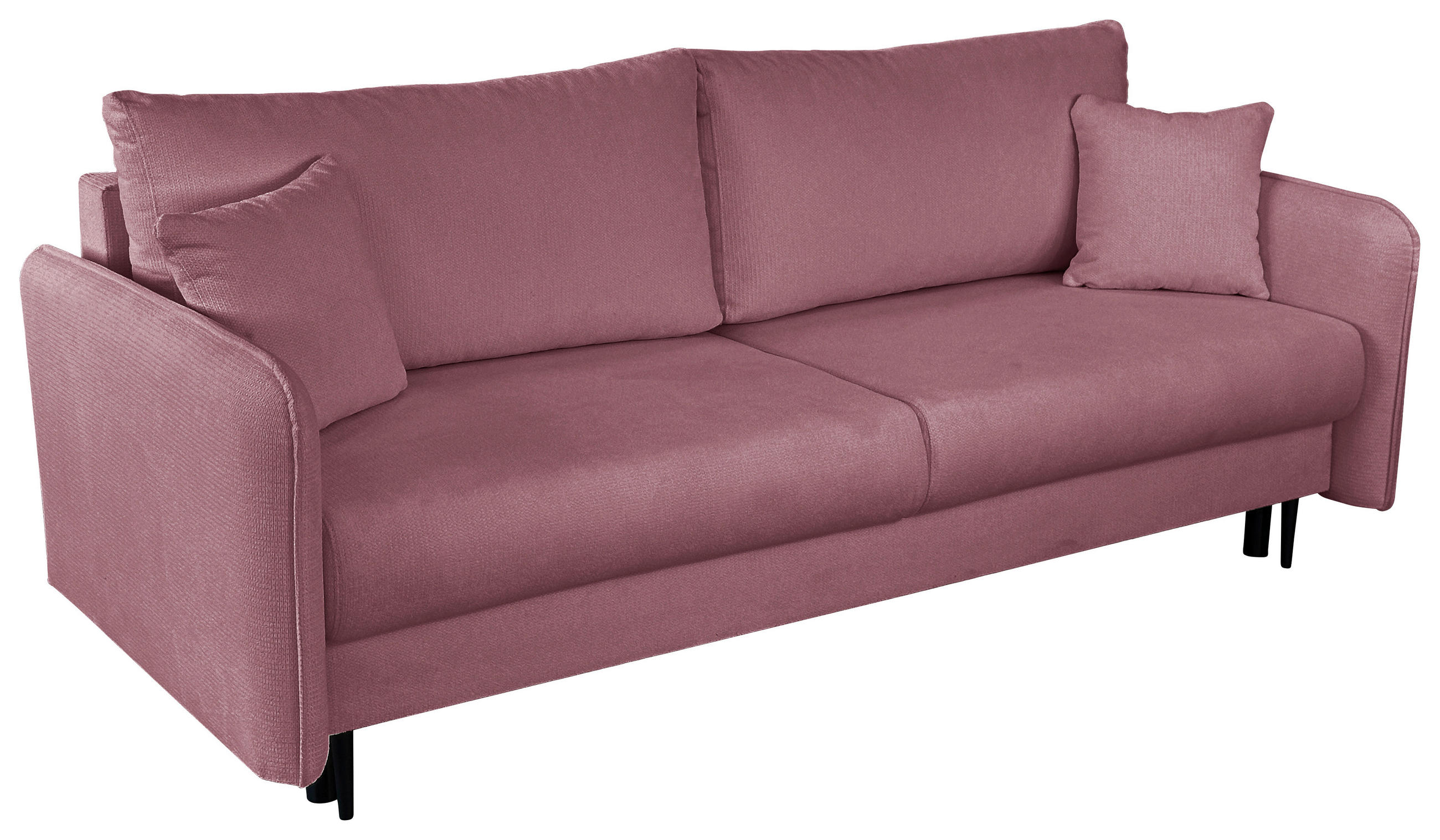 SCHLAFSOFA Webstoff Rosa  - Schwarz/Rosa, Design, Holz/Kunststoff (216/96/102cm) - MID.YOU
