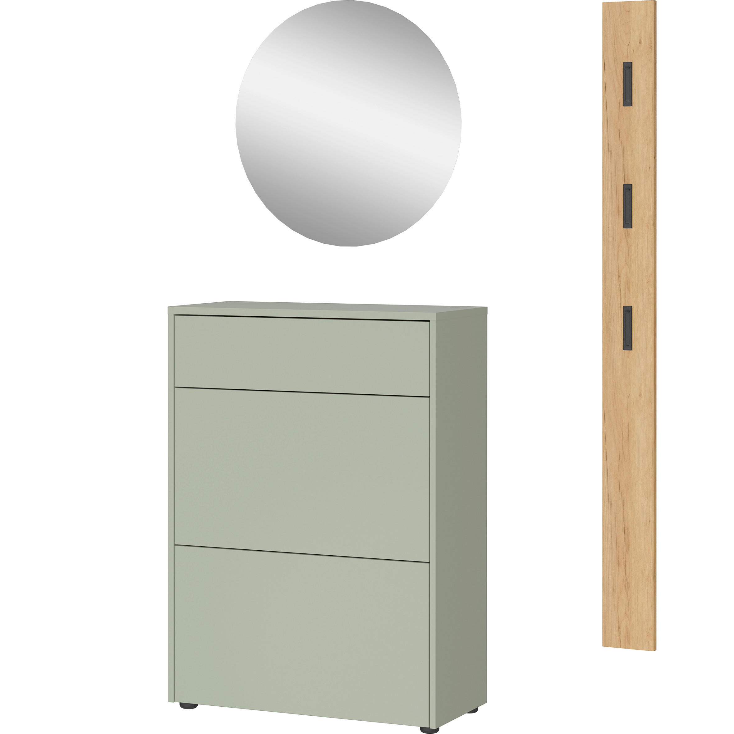 GARDEROBE 3-teilig  in 100/200/34 cm  - Eichefarben/Grün, Design, Glas/Holzwerkstoff (100/200/34cm) - Livetastic