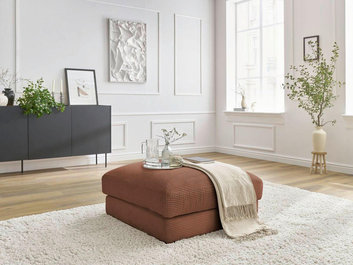 HOCKER LEONARD Cord Orange  - Schwarz/Orange, MODERN, Kunststoff/Textil (86/43/86cm)