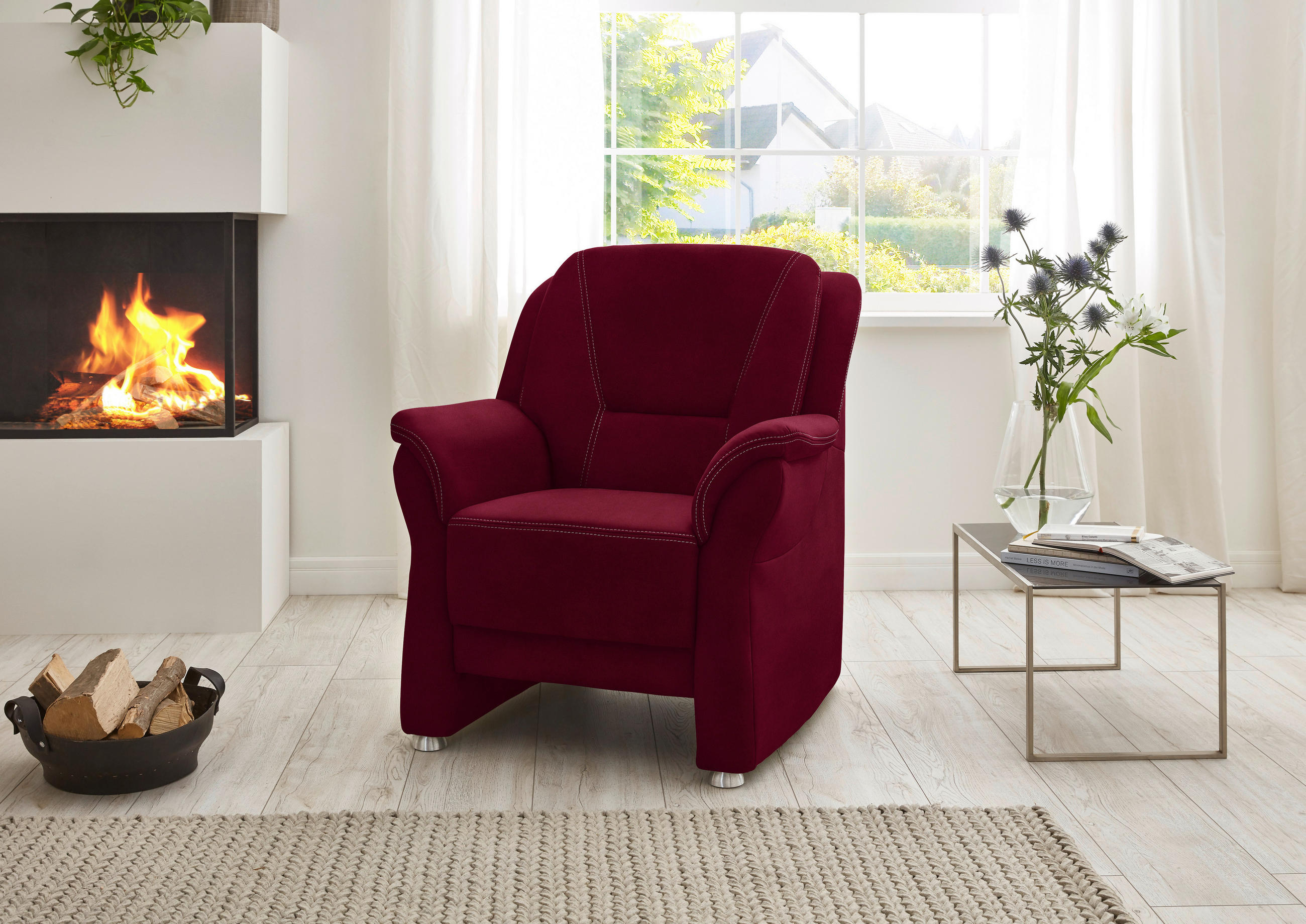 SESSEL in Mikrofaser Rot  - Beige/Rot, Konventionell, Textil/Metall (90/100/89cm) - Beldomo Comfort