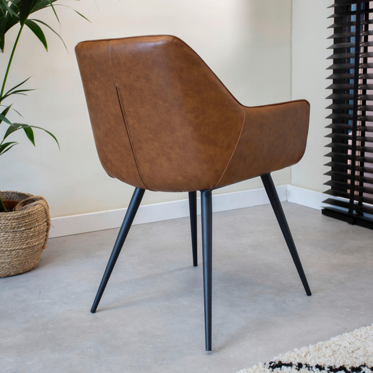 STUHL-SET 2 Stück gastro- und objekttauglich Lederlook  - Cognac/Schwarz, KONVENTIONELL, Textil/Metall (62/83/60cm) - MID.YOU