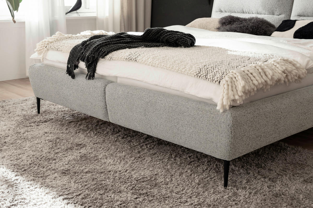 POLSTERBETT 180/200 cm  in Creme, Schwarz  - Creme/Schwarz, Modern, Holzwerkstoff/Textil (180/200cm) - MID.YOU