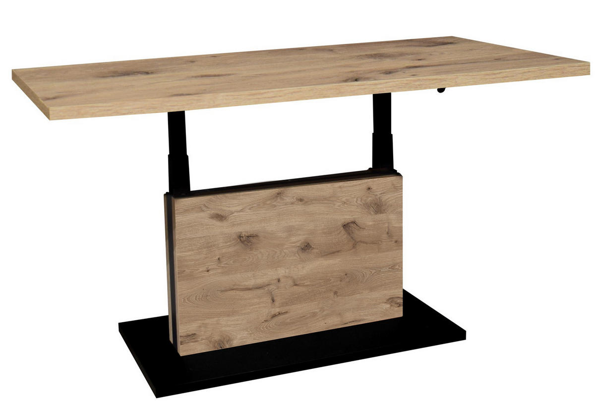 COUCHTISCH Lift rechteckig Schwarz, Eichefarben  - Eichefarben/Schwarz, Design, Holzwerkstoff/Metall (120/55-69/70cm) - MID.YOU