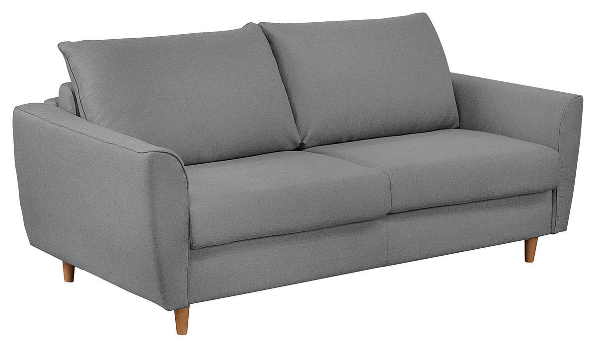 SCHLAFSOFA in Textil Dunkelgrau  - Dunkelgrau/Buchefarben, Design, Holz/Textil (195/90/102cm) - Livetastic