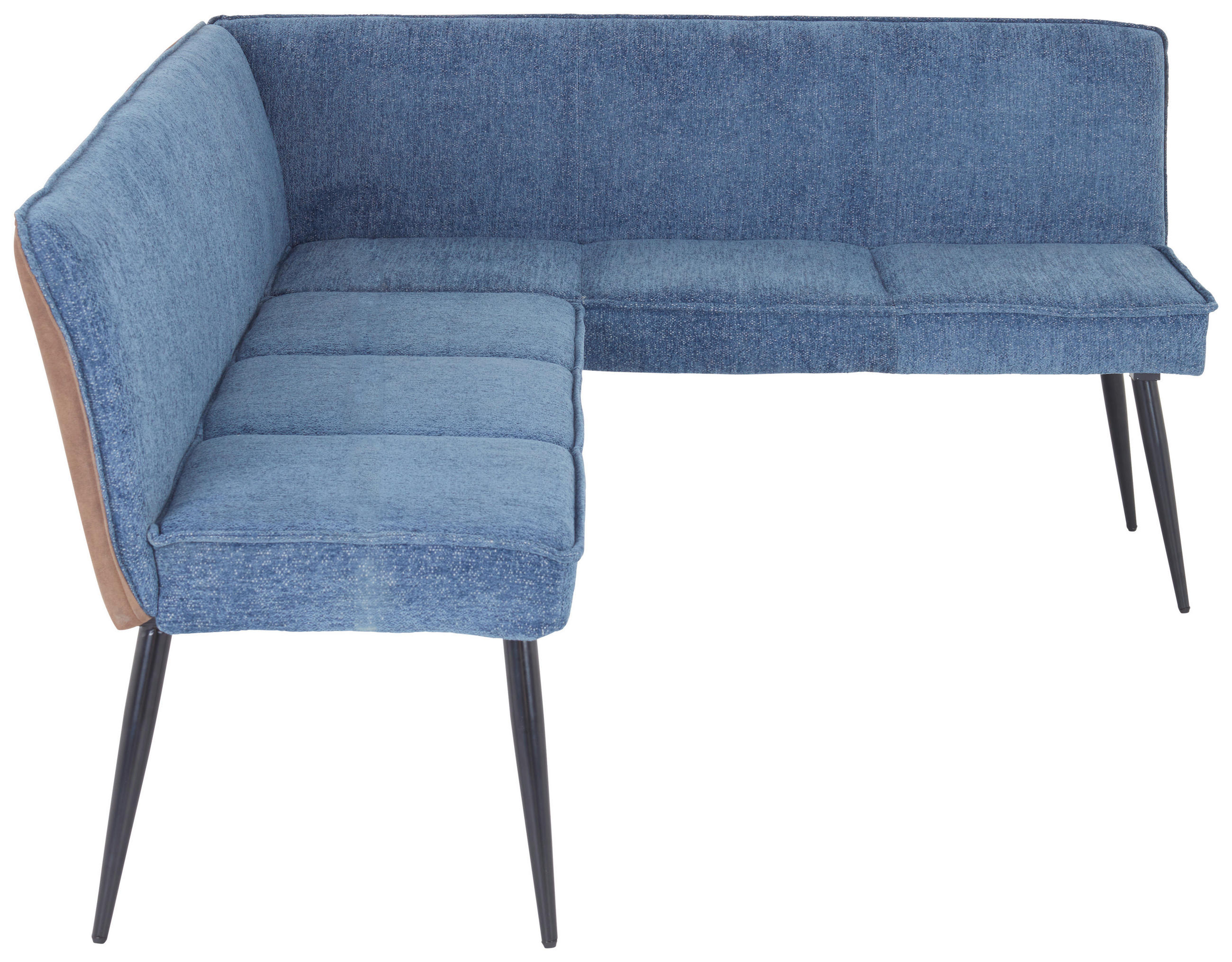 ECKBANK 194/154 cm Leinenoptik, Webstoff Braun, Blau   - Blau/Schwarz, MODERN, Textil/Metall (194/154cm) - MID.YOU