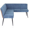 ECKBANK 194/154 cm Leinenoptik, Webstoff Braun, Blau   - Blau/Schwarz, MODERN, Textil/Metall (194/154cm) - MID.YOU