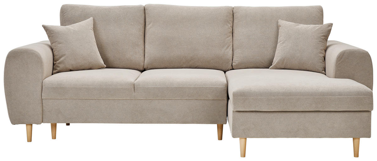 ECKSOFA Beige Webstoff  - Beige/Naturfarben, KONVENTIONELL, Holz/Textil (250/145cm) - Carryhome