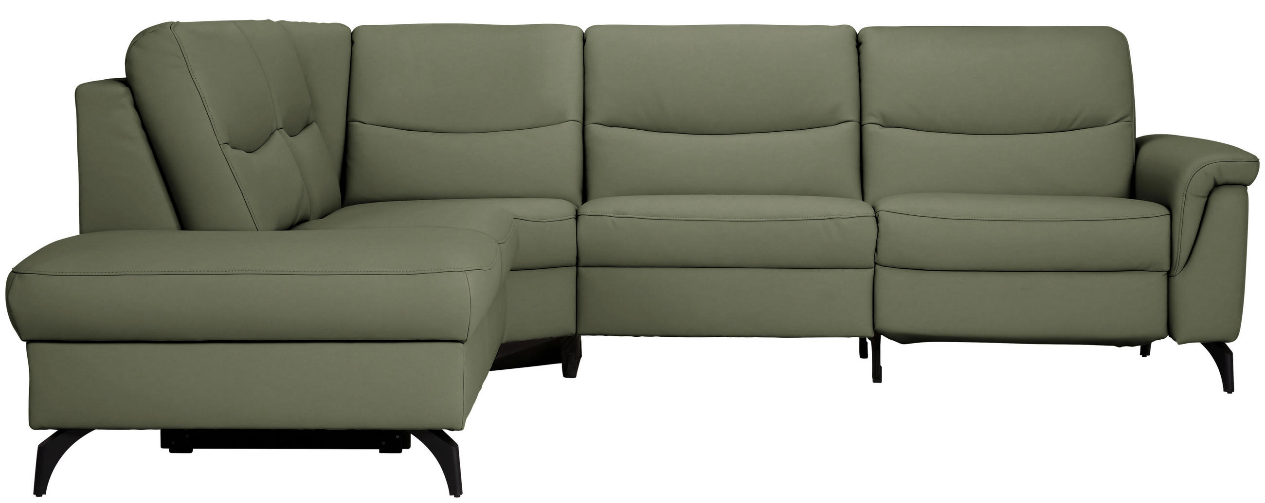 ECKSOFA in Echtleder Grün  249/280 cm  - Anthrazit/Grün, Design, Leder/Metall (249/280cm) - Himolla Komfortklass