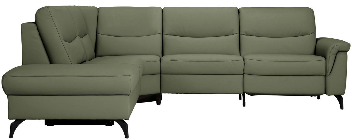 ECKSOFA in Echtleder Grün  249/280 cm  - Anthrazit/Grün, Design, Leder/Metall (249/280cm) - Himolla Komfortklass