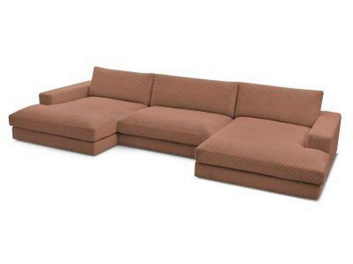 WOHNLANDSCHAFT LEONARD Orange Cord  - Schwarz/Orange, MODERN, Kunststoff/Textil (159/404/159cm)