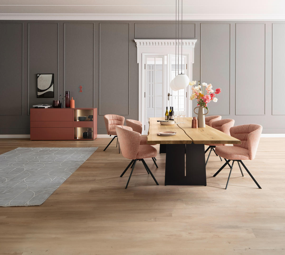 ESSTISCH in Holz, Metall 250/110/75 cm  - Eichefarben/Anthrazit, Design, Holz/Metall (250/110/75cm) - Schöner Wohnen