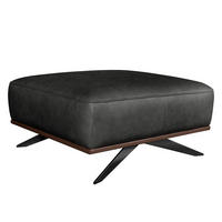 HOCKER Echtleder Schwarz  - Schwarz, Design, Leder/Metall (95/46/80cm) - Livetastic