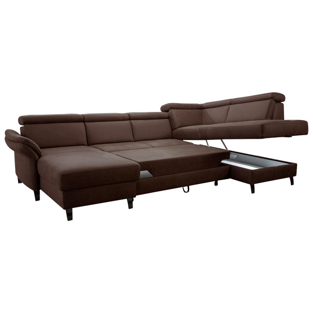 Thumbnail - Sit & More Wohnlandschaft, Cognac, Textil, 7,5-Sitzer, Ottomane rechts, U-Form, 317x193 cm, Goldenes M, Oeko-Tex® Standa...