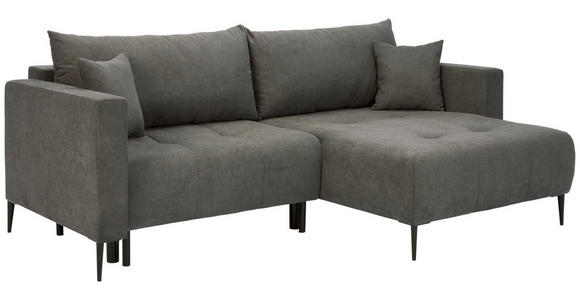 ECKSOFA Schlammfarben Velours  - Schlammfarben/Schwarz, KONVENTIONELL, Textil/Metall (226/155cm) - Carryhome