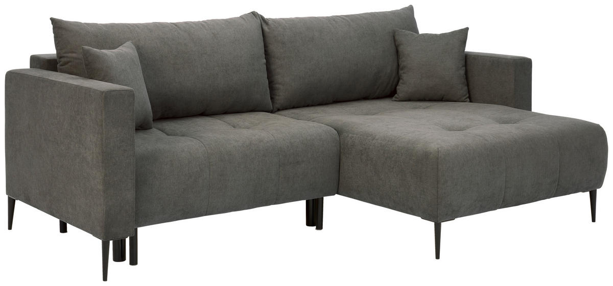 ECKSOFA in Velours Schlammfarben  - Schlammfarben/Schwarz, KONVENTIONELL, Textil/Metall (226/155cm) - Carryhome