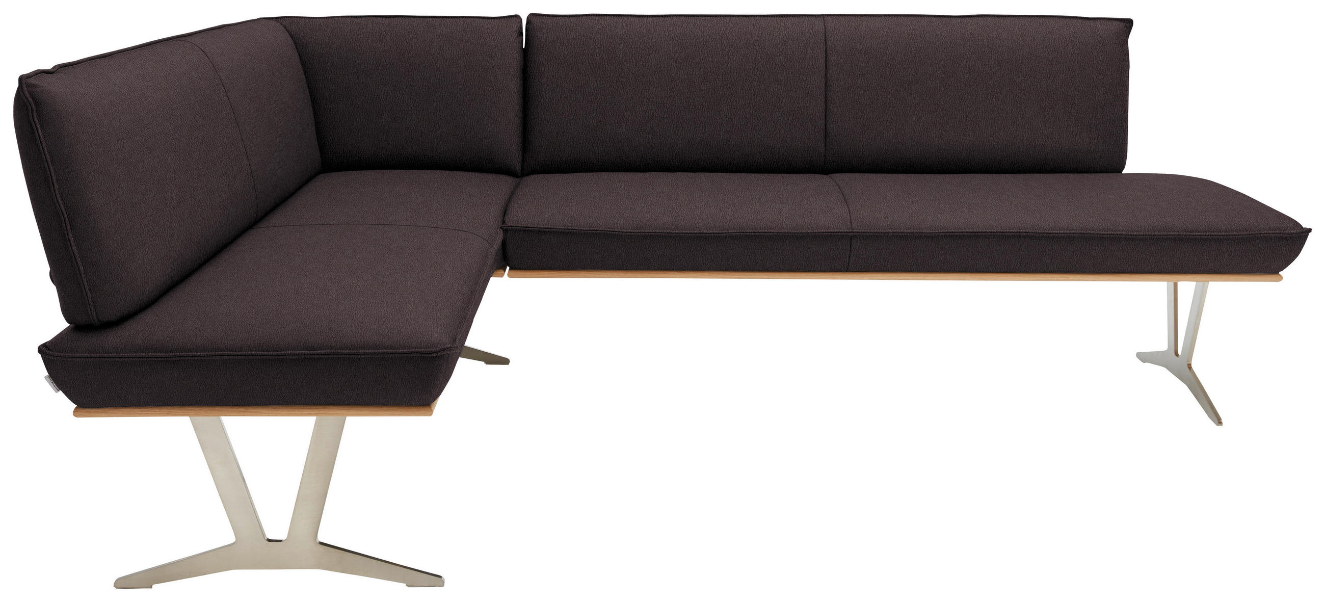 ECKBANK 162/237 cm  in Dunkelbraun  - Edelstahlfarben/Dunkelbraun, Design, Leder/Holz (162/237cm) - Ambiente