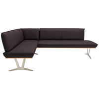 ECKBANK 152/257 cm  in Dunkelbraun  - Edelstahlfarben/Dunkelbraun, Design, Leder/Holz (152/257cm) - Ambiente