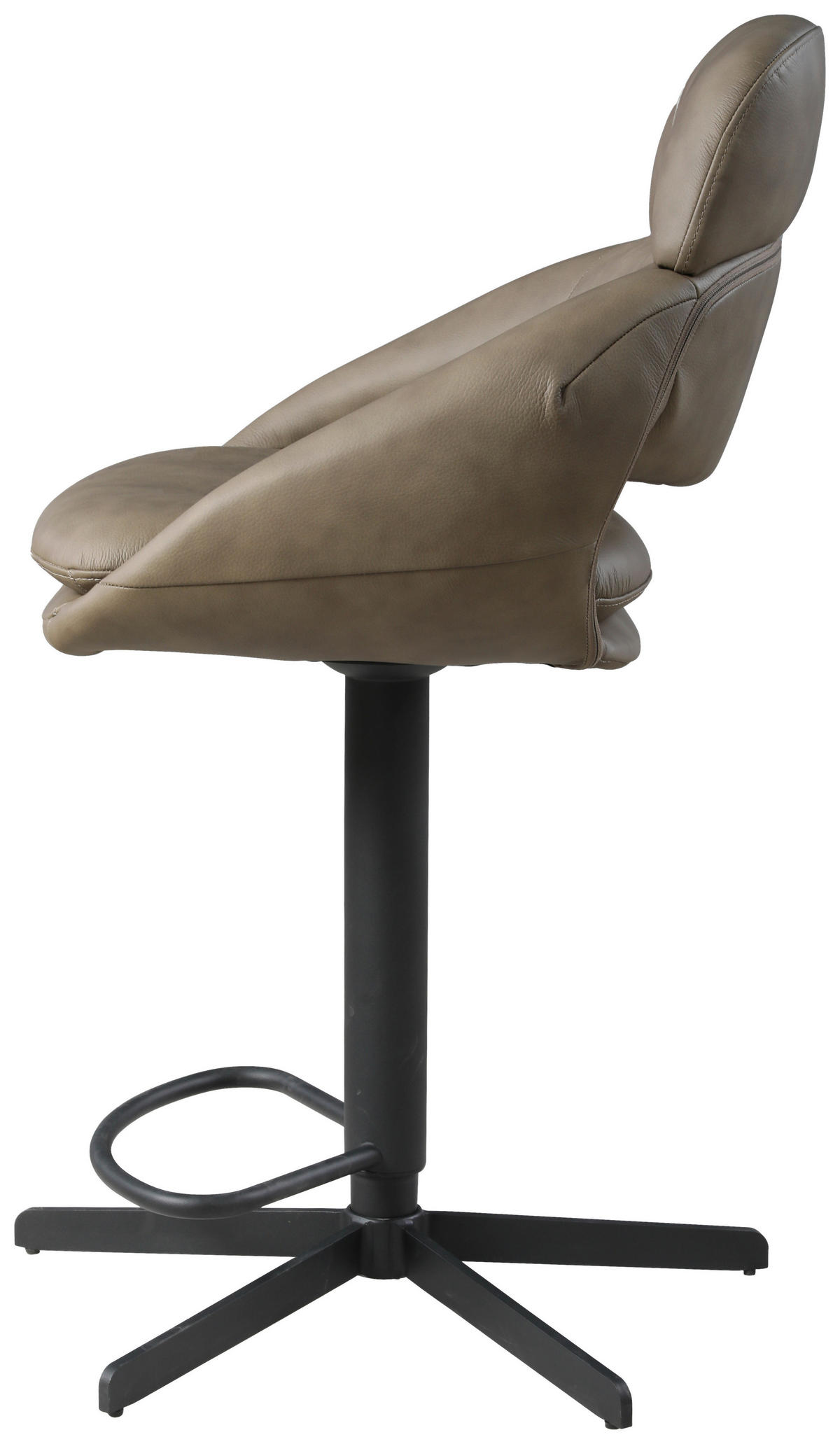 BARHOCKER Echtleder Taupe Eisen Sitzfläche 360° drehbar  - Taupe/Schwarz, Design, Leder/Metall (55/105/56cm) - Emilio Belluti
