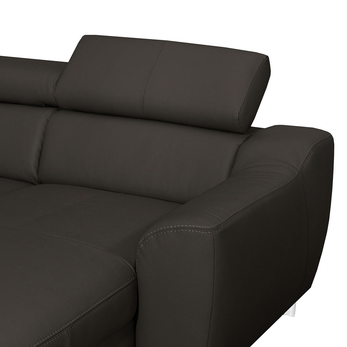 ECKSOFA in Lederlook Echtleder Dunkelbraun  - Chromfarben/Dunkelbraun, Design, Leder/Textil (176/242cm) - Livetastic
