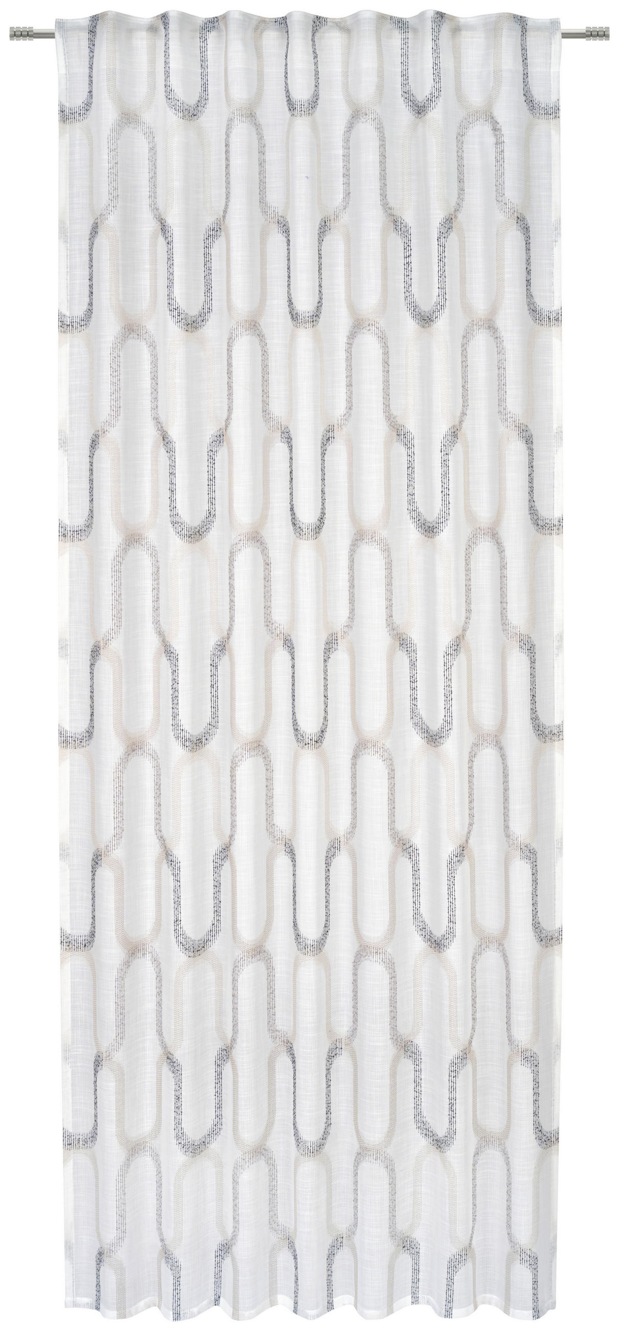 GARDINLÄNGD halvtransparent grå, svart /135/245 cm