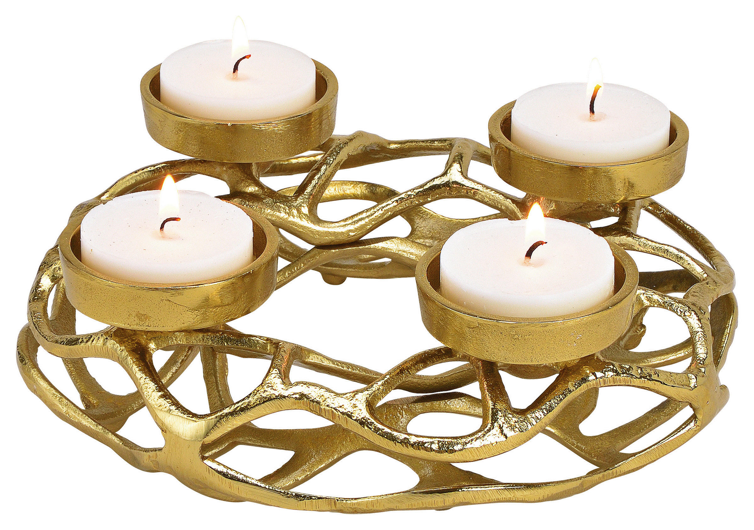 ADVENTSKERZENHALTER  - Goldfarben, KONVENTIONELL, Metall (40,5/40/10,5cm) - X-Mas
