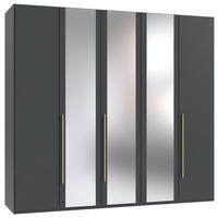 DREHTÜRENSCHRANK Graphitfarben, Eiche Artisan 5  - Graphitfarben/Eiche Artisan, MODERN, Glas/Holzwerkstoff (225/208/58cm) - Chameo