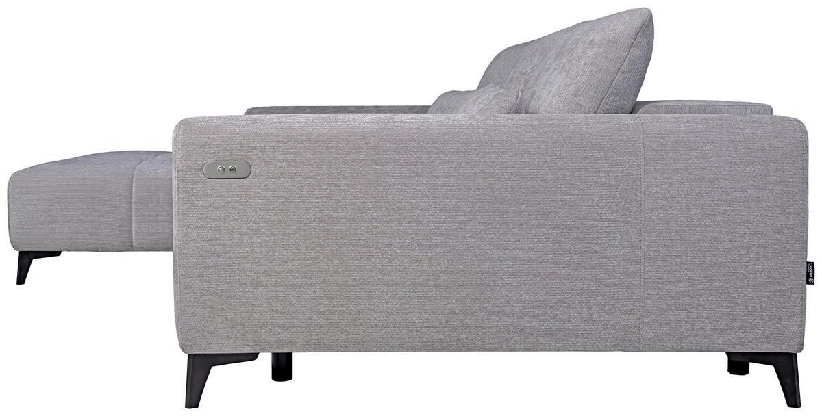 HÖRNSOFFA i chenille ljusgrå  - ljusgrå/svart, Klassisk, textil/plast (222/279cm) - MID.YOU