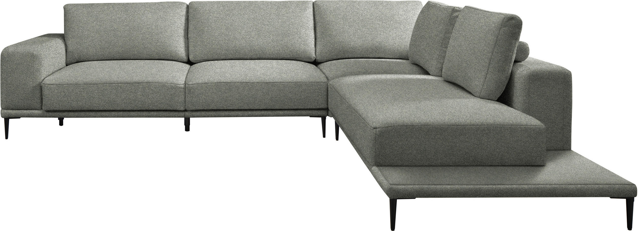 ECKSOFA  in Leinwand Graugrün  318/271 cm  - Schwarz/Graugrün, Design, Textil/Metall (318/271cm) - Belluti