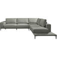 ECKSOFA  in Leinwand Graugrün  318/271 cm  - Schwarz/Graugrün, Design, Textil/Metall (318/271cm) - Belluti