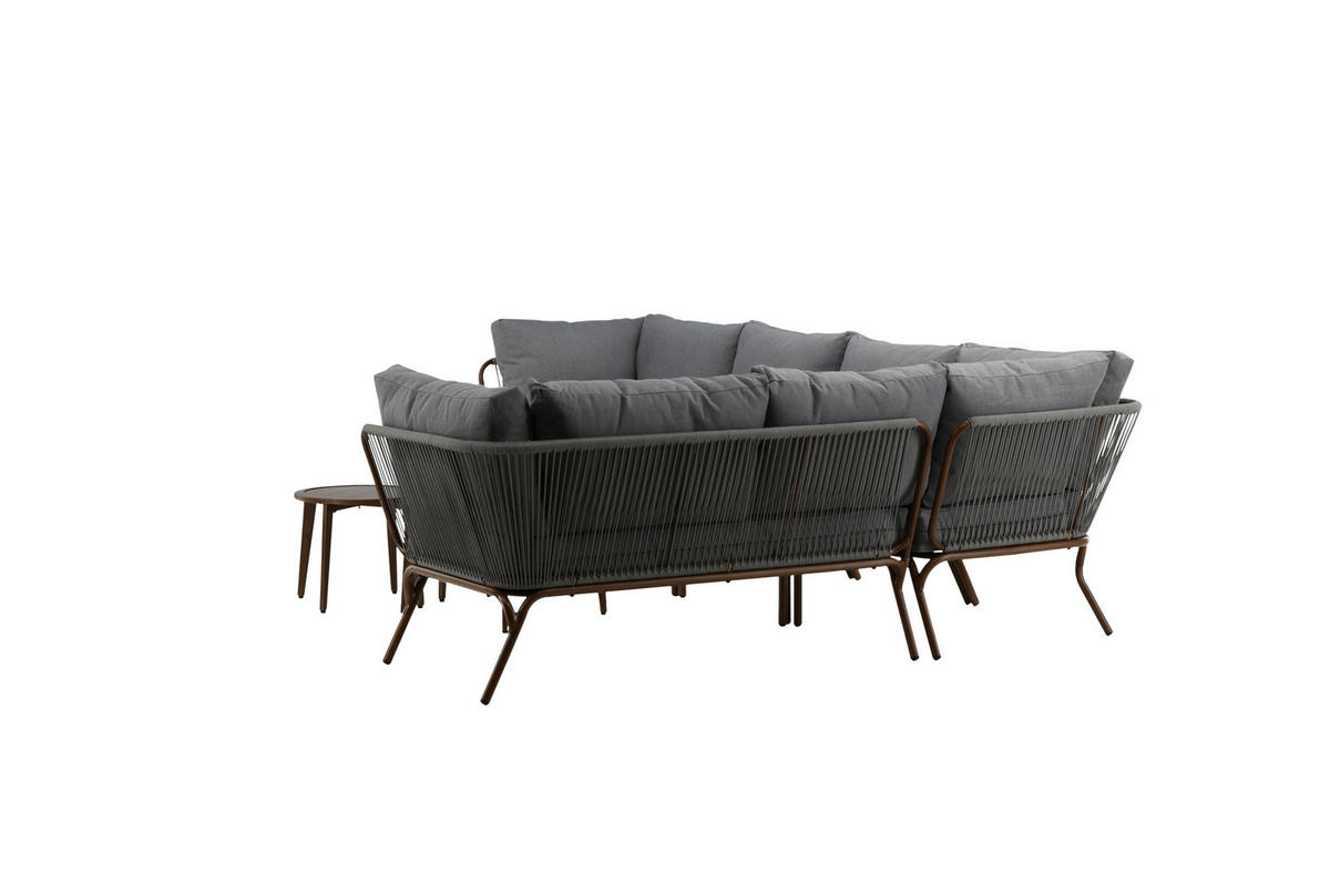 DINING-LOUNGESET  - Braun/Grau, KONVENTIONELL, Textil/Metall - Gardenson