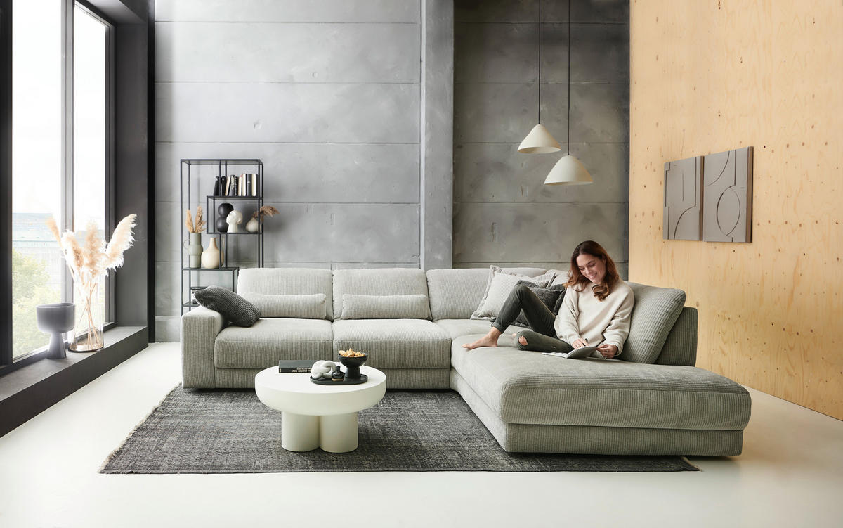 ECKSOFA in Chenille, Jacquard Silberfarben  - Silberfarben/Schwarz, Design, Kunststoff/Textil (316/242cm) - Niels Andersson