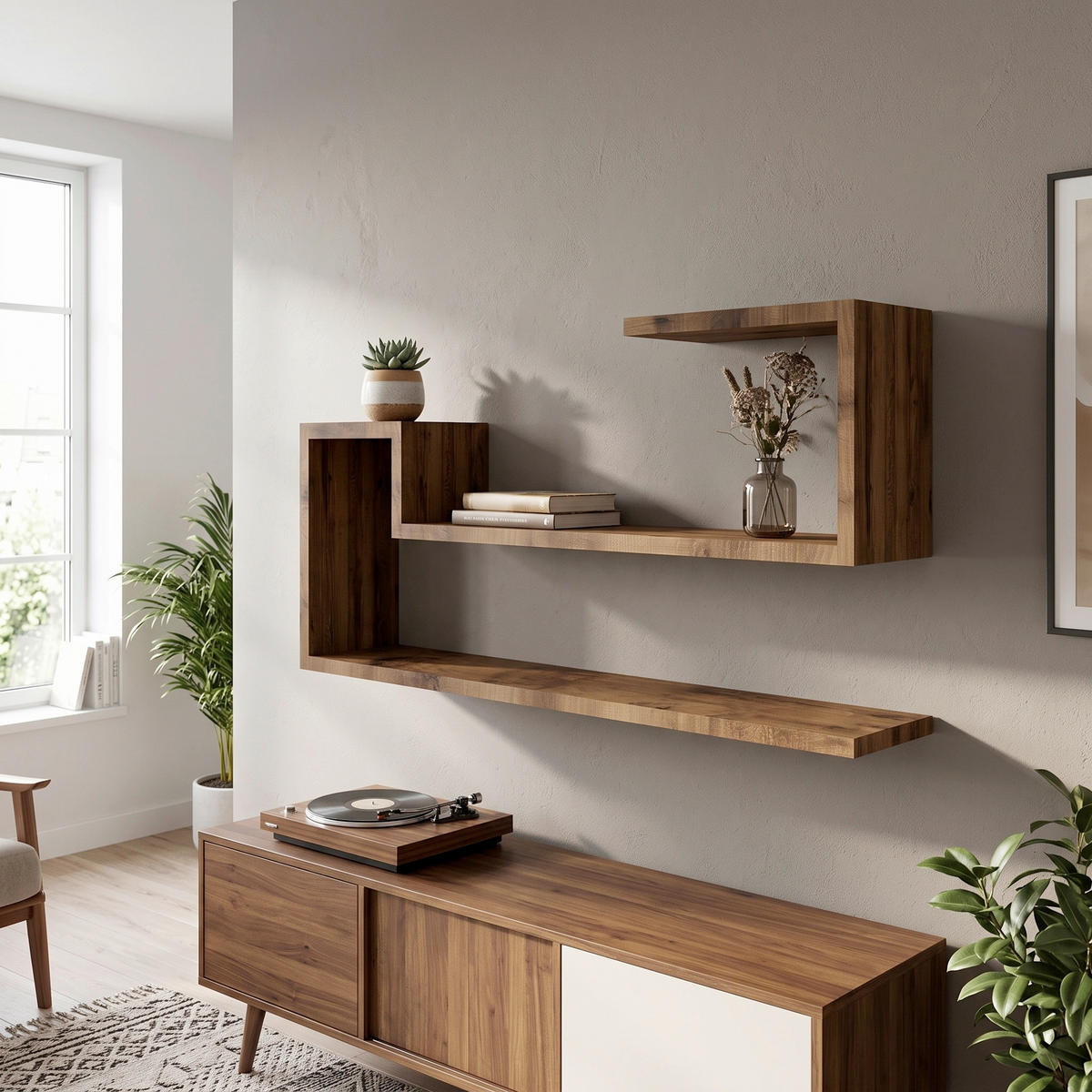WANDREGAL  - Nussbaumfarben, Design, Holzwerkstoff (90/41,2/17cm) - Livetastic