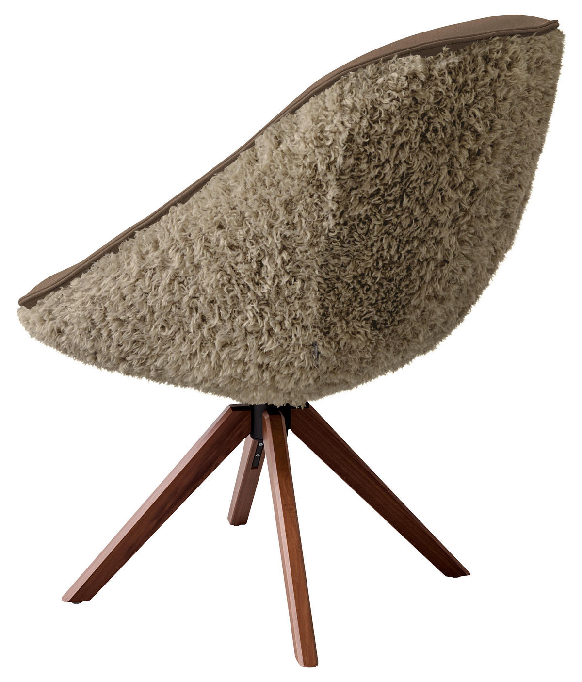 ARMLEHNSTUHL  Beinauswahl, Lederauswahl, Stoffauswahl, inklusive Armlehnen, automatische Rückholfunktion, gepolsterte Armlehnen, Sitzfläche 320° drehbar Hochflor Echtleder  - Nussbaumfarben/Blaugrau, Design, Leder/Holz (61/89/70cm) - Koinor