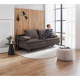 BOXSPRINGSOFA  mit Stoffauswahl, Schlafen auf Sitzhöhe Flachgewebe Dunkelbraun  - Dunkelbraun, KONVENTIONELL, Textil/Metall (204/93/100cm) - Novel