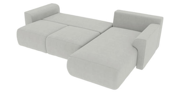 ECKSOFA Hellgrau Velours  - Chromfarben/Hellgrau, KONVENTIONELL, Kunststoff/Textil (293/195cm) - Carryhome