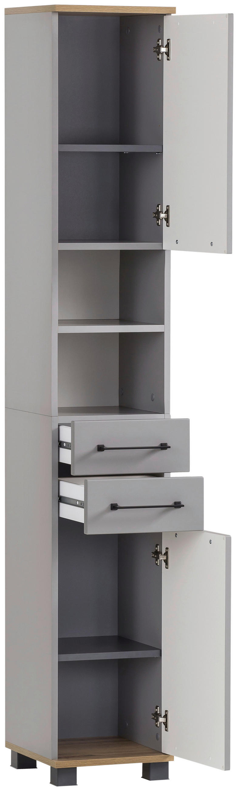HOCHSCHRANK 30,3/180,9/32,6 cm  - Platinfarben/Eichefarben, MODERN, Holzwerkstoff/Kunststoff (30,3/180,9/32,6cm) - Stylife