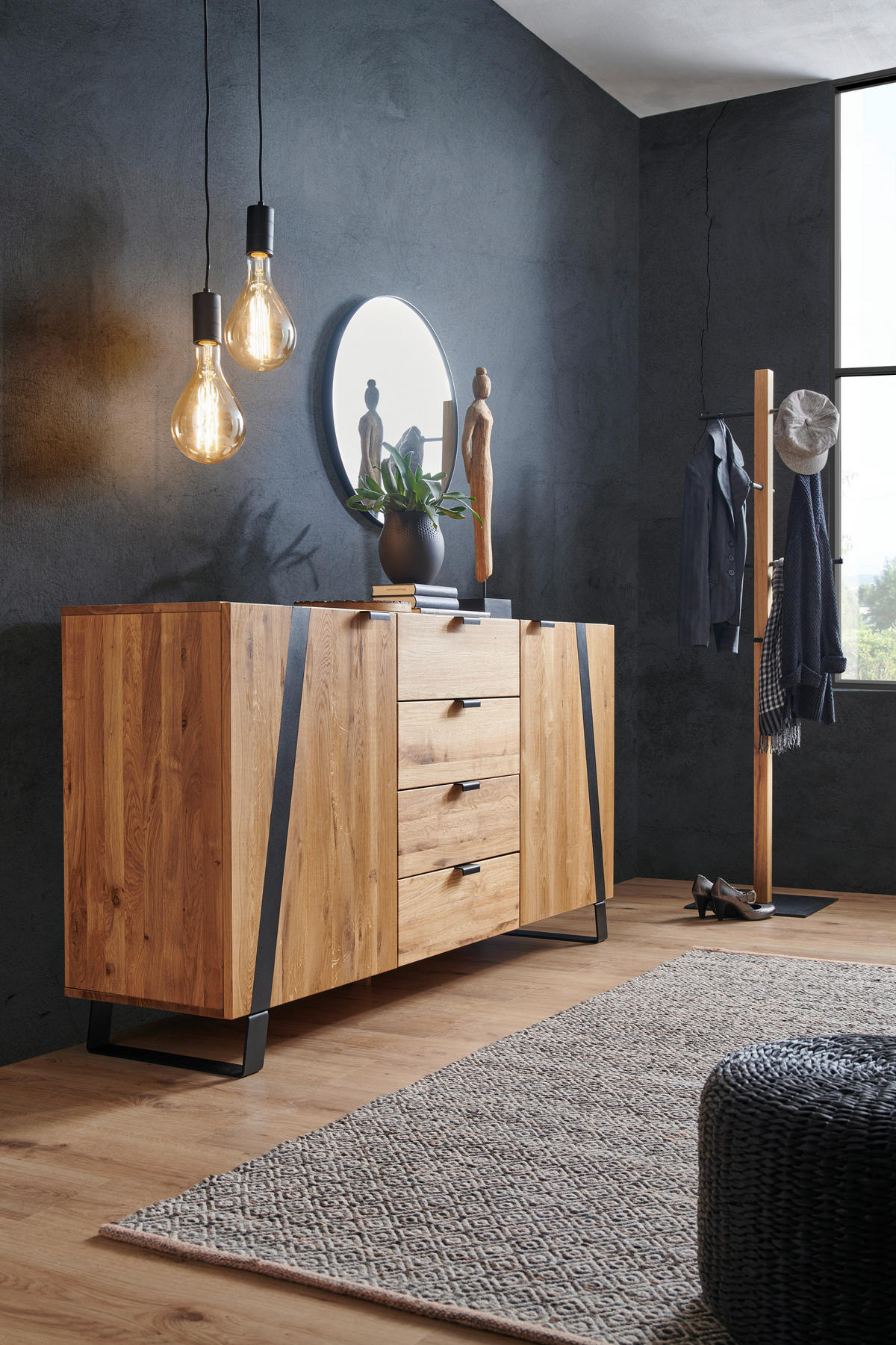 SIDEBOARD  in 172,8/90,6/43 cm  - Eichefarben/Schwarz, Trend, Holz/Metall (172,8/90,6/43cm) - Landscape