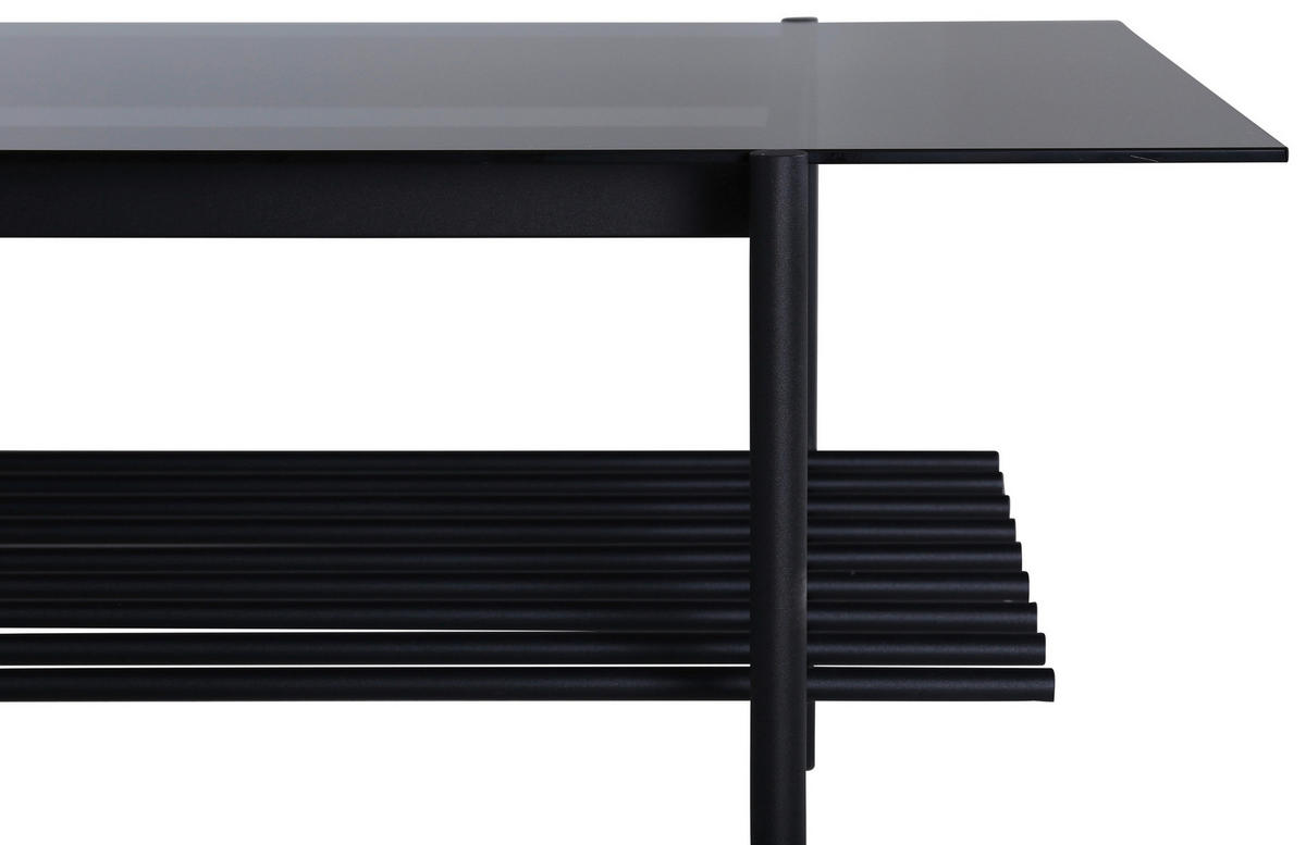COUCHTISCH in Metall, Glas 120/60/48 cm  - Schwarz, Design, Glas/Metall (120/60/48cm) - Livetastic