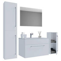BADEZIMMER 5-teilig  in 146 cm  - Weiss/Alufarben, Modern, Keramik/Holzwerkstoff (146cm) - MID.YOU