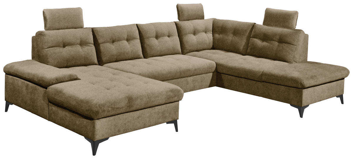 WOHNLANDSCHAFT in Webstoff Sandfarben  - Sandfarben/Schwarz, Konventionell, Kunststoff/Textil (170/324/218cm) - MID.YOU