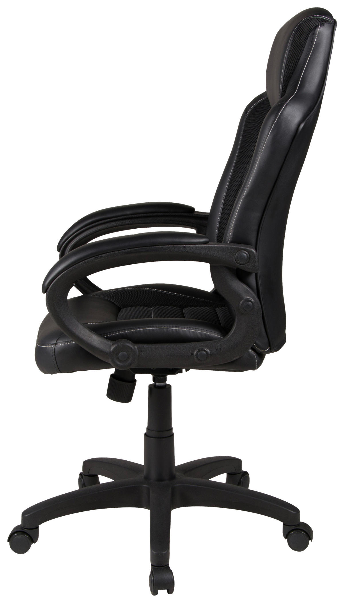 CHEFSESSEL Lederlook, Netz Schwarz  - Schwarz/Weiß, KONVENTIONELL, Textil (61/109-121/61cm) - Boxxx