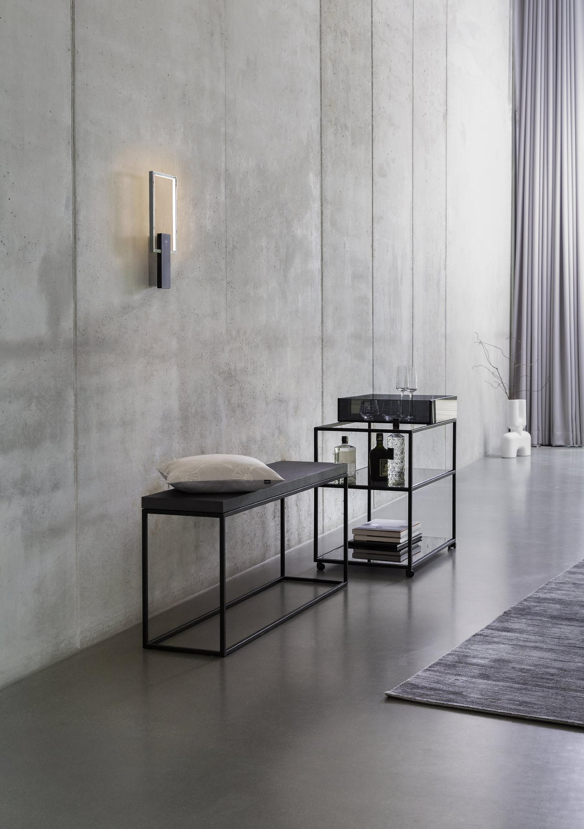 LED-WANDLEUCHTE Cube Lights 19/1,6/44 cm   - Chromfarben/Schwarz, Design, Kunststoff/Metall (19/1,6/44cm) - Joop!