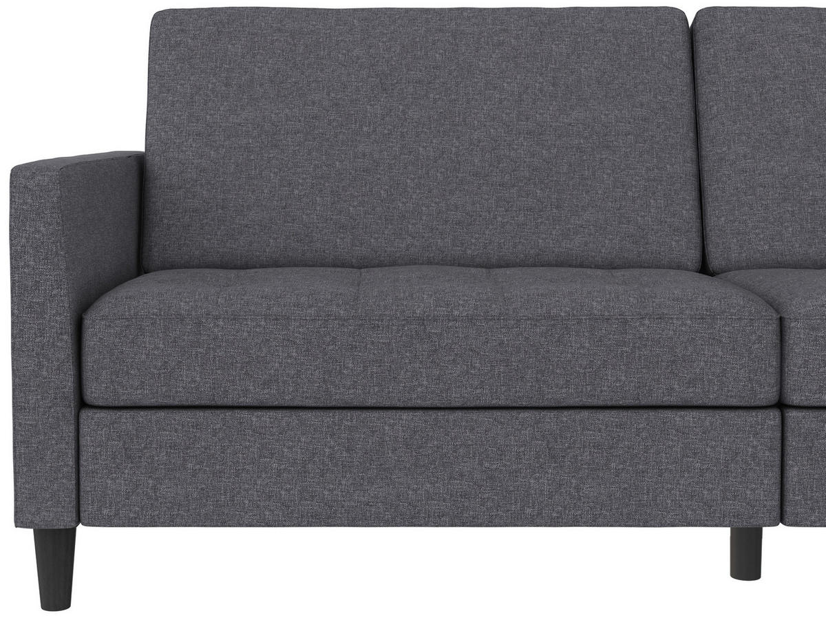 SCHLAFSOFA Webstoff, Leinenoptik Grau  - Schwarz/Grau, Basics, Kunststoff/Textil (207/86/86cm) - Livetastic