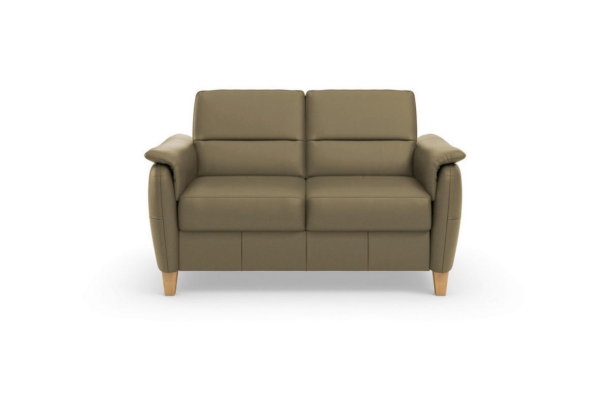 DVOUMÍSTNÁ POHOVKA, olivově zelená, pravá kůže - barvy dubu/olivově zelená, Basics, dřevo/kůže (149/89/89cm) - Sit & More