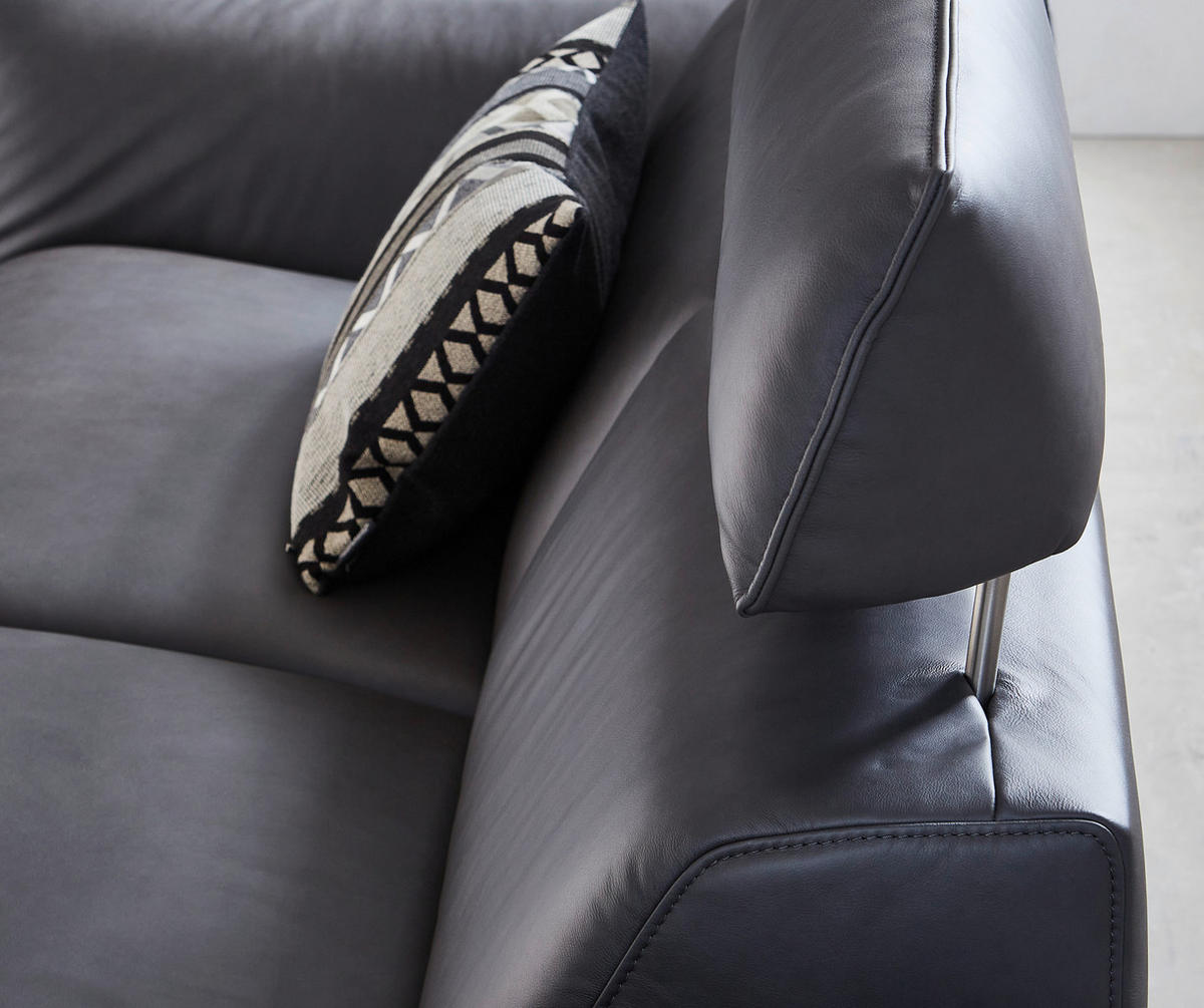 2,5-SITZER Echtleder Dunkelgrau  - Dunkelgrau/Anthrazit, Design, Leder/Metall (194/92/95cm) - Himolla