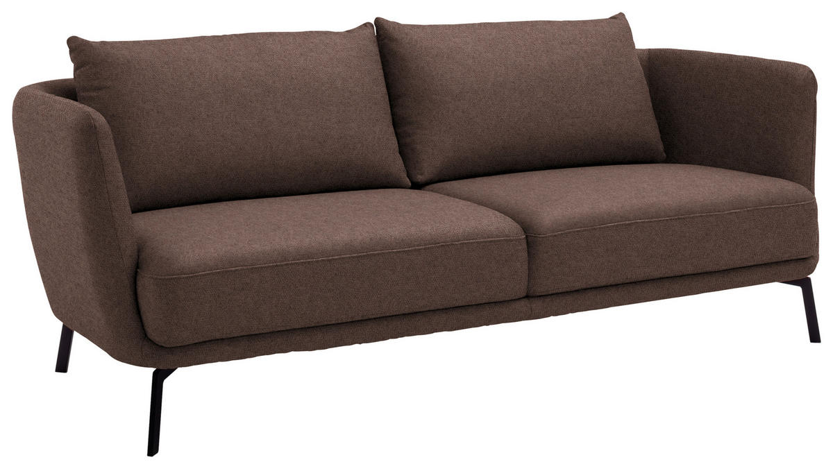 3-SITZER-SOFA  in Flachgewebe Braun  - Schwarz/Braun, Design, Textil/Metall (210/71/91cm) - Schöner Wohnen