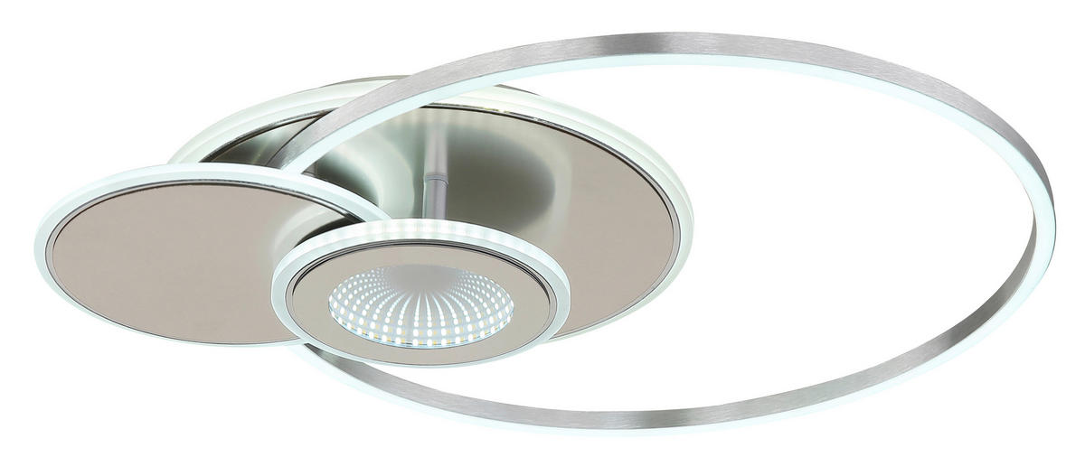 LED-DECKENLEUCHTE Beltran 56/45/7,5 cm  - Silberfarben/Opal, Design, Kunststoff/Metall (56/45/7,5cm) - Globo