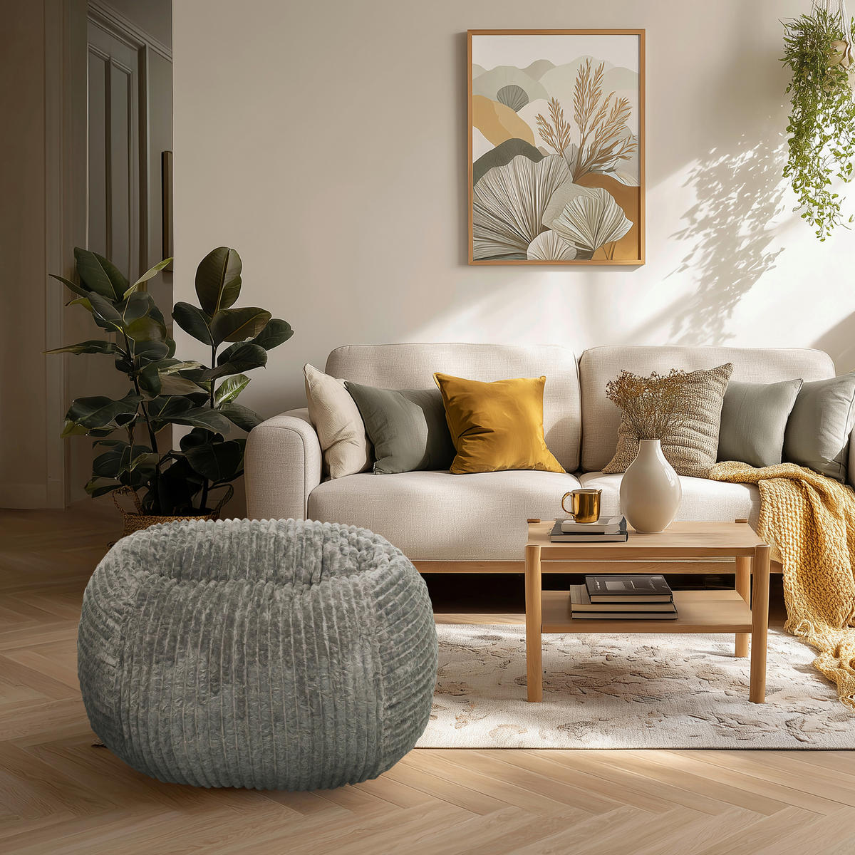 SITZSACK Cord Grau  - Grau, MODERN, Textil (90/50/57cm) - MID.YOU