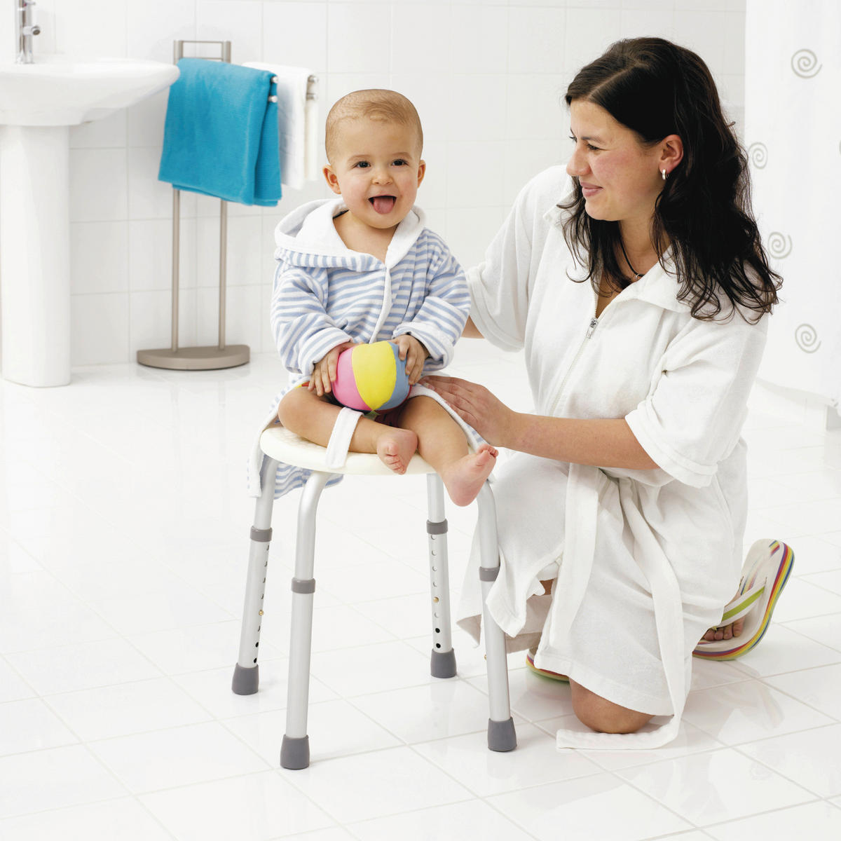 TUSOLÓ ÜLŐKE fém, műanyag  - fehér/szürke, Basics, műanyag/fém (32/35-53cm) - Sadena